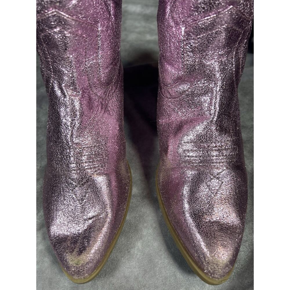 Unbranded Metallic Pink Western Cowboy Boots Pointed Toe EU 37 US 6.5 - Picture 2 of 3